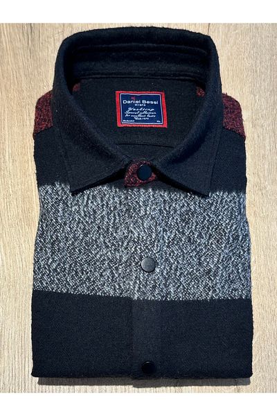 Daniel Bessi Ανδρικό πουκάμισο Casual Lumberjack με μακρυμάνικο λεπτή εφαρμογή οριζόντια ρίγες βαμβακερό κούμπωμα