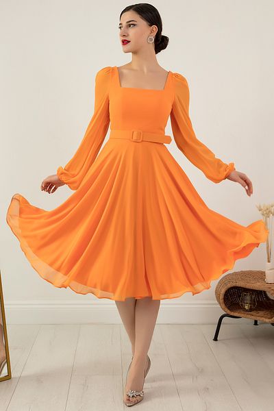 PULLIMM Rochie din sifon cu guler patrat Dns1302