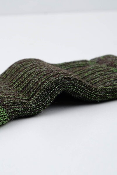 Mısırlı Unisex Alpaka Yünü Havlu Kışlık Kahve/yeşil Soket Çorap M 6006 Ky