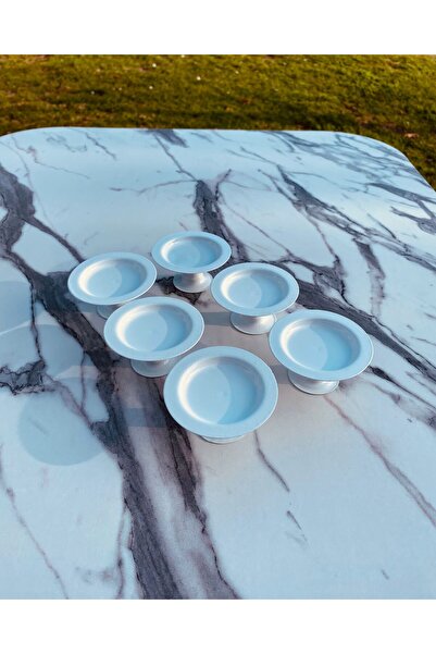 Mira züccaciye 2 Model 6-Piece White Baton Tray and 6-Piece White Macaron Holders, Coffee and Pastry Serving Presentation Tray