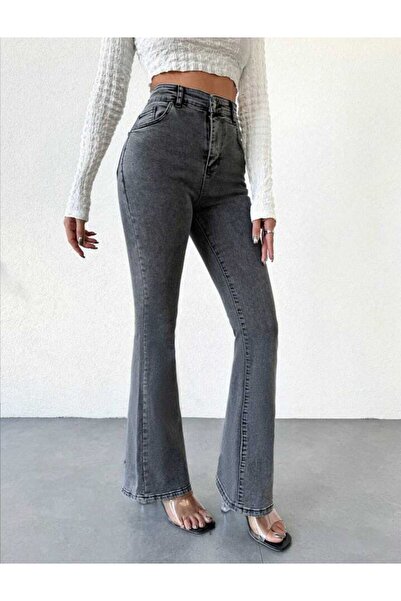 LİMABEL Nana Smoked Flare Leg Jeans High Waist Spanish Jeans