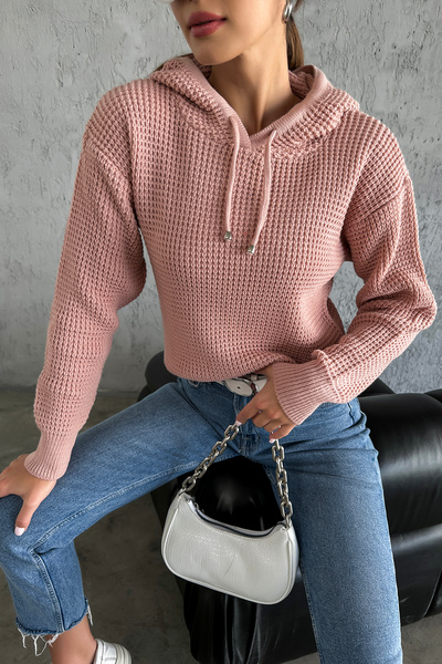 nosia fashion Kapüşonlu Uzun Kollu Kadın Triko Kazak