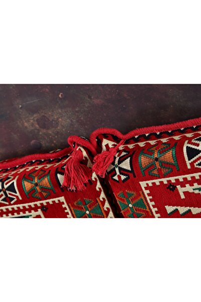 BAKIRÖZÜ HOME Şark Köşesi Takımı, Ev ve Mobilya, Şark Odası 4 Parça Anadolu Kırmızı Boş Kılıf ( Süngersiz)