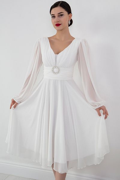PULLIMM Rochie din șifon cu curea cu cataramă 1449