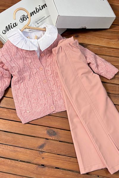 miabambim Pink Leg Slit Girl's Leather Trousers