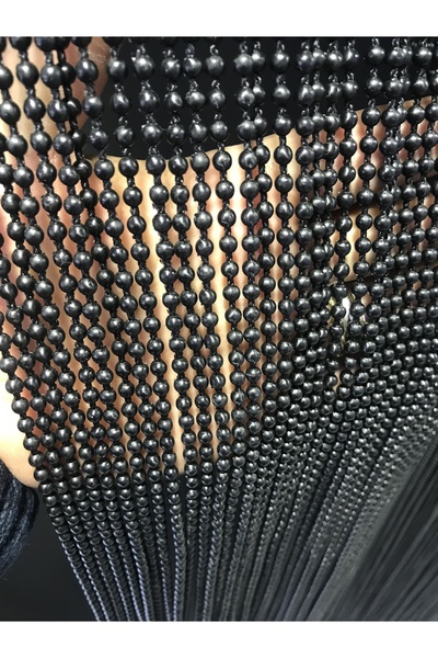 özdeğer home 75x180siyah Sıfır Aralık Zincir Perde Ahşap Kapı Perdesi Sineklik Perde Kapı Süsü Boncuk Perde