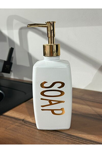 SİHİRLİ AYAKLAR CERAMIC LIQUID SOAP HOLDER WHITE BLACK GREEN METALLIC COLOR PRINTED MATTE COLOR