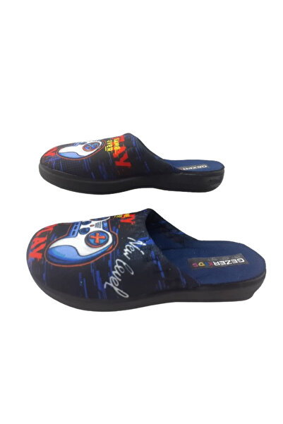 GEZER Papuci de interior pentru băiat negru-albastru cu figurine de jucărie