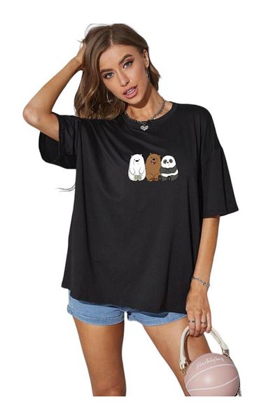 BENROMA 1 προϊόν είναι δώρο για αγορές 6 και άνω Panda Printed Oversize Unisex T-shirt