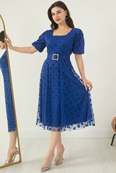 PULLIMM Kare Yaka Karpuz Kol Elbise 13402