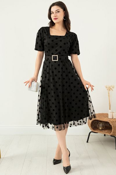 PULLIMM Square Neck Watermelon Sleeve Dress 13402