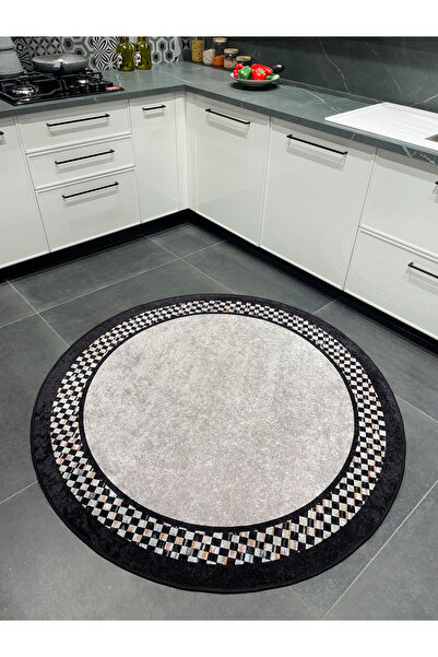 Brillant Dama Desen Yuvarlak Lateks Kaymaz Taban Saçaksız Mutfak Teras Balkon...