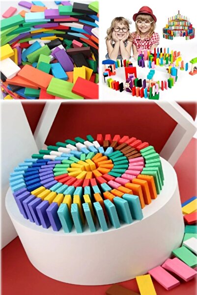 PeriYedi 100 قطعة من الدومينو الخشبي الملون - أحجار تعليمية