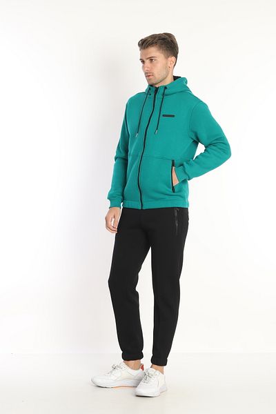 NEED LİFE Men's Benetton Green Winter Cotton Hooded Casual Tracksuit Set