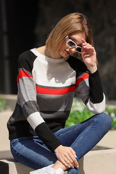 AVORWE Color Blocked Crew Neck Sweater