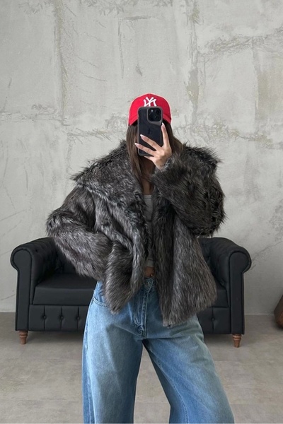 Eka Γυναικείο Μαύρο Λούτρινο Παλτό 1009-1043