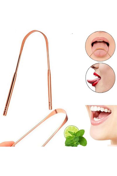 Neler Geldi Neler Copper Tongue Scraper Tongue Cleaner Copper Oral Care Brush Tongue Cleaning Apparatus Tongue Plaque Removal