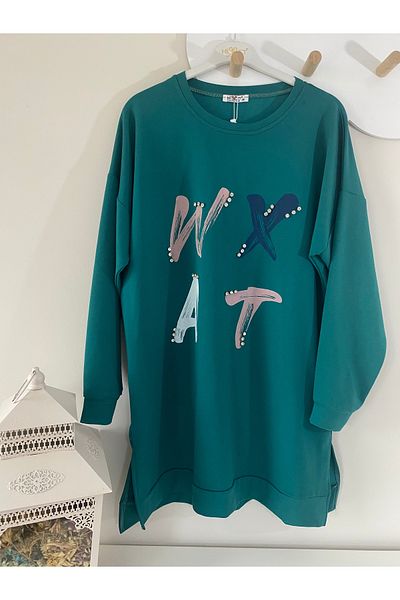 sinankardeşler Soft Patterned Women's Sweatshirt - Stone Detailed Print
