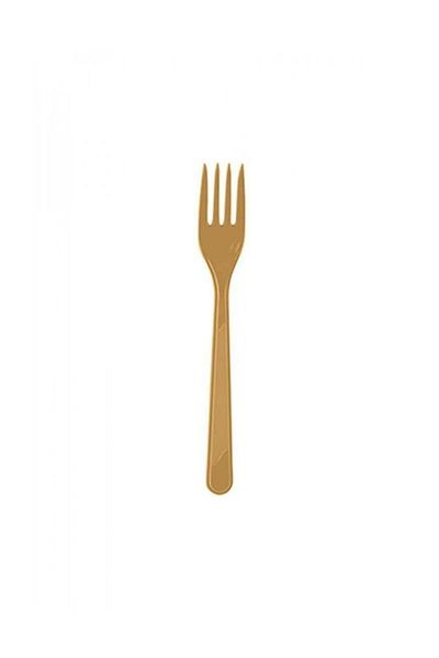 Party Fantasy Quality Plastic Fork Gold Gold Fork - 25 Pieces Disposable Fork