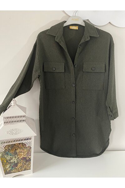 sinankardeşler Ženska kaki košulja sa dugmadima Sa džepovima Lan