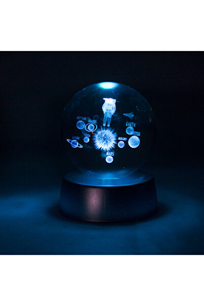 Erzi Cam Küre Işıklı Renk Değiştiren Küre Astronotlu Güneş Sistemi