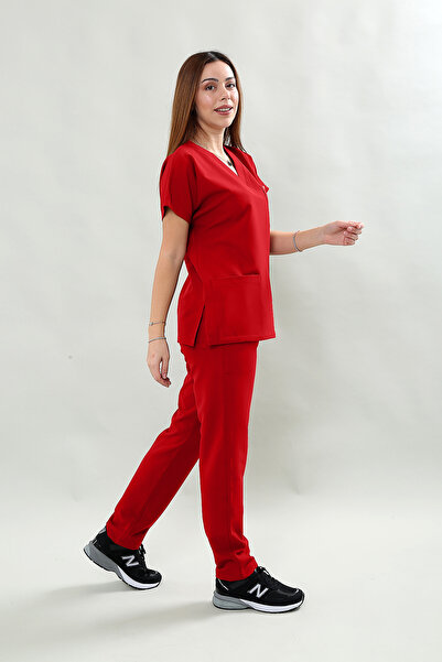 Scrubssy Premium Comfort Kadın Kırmızı Scrubs Cerrahi Takım