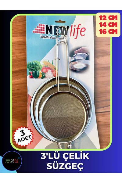 Mirvano 3-Piece Stainless Wire Strainer, Brass Strainer, Steel Strainer, Metal Strainer