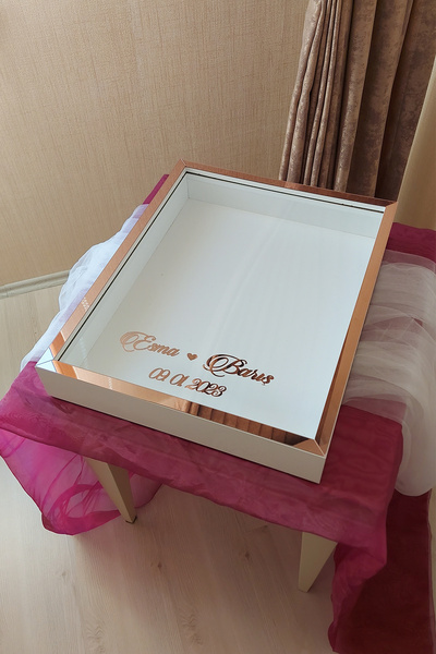 Verda Çerçeve 40x50 Cm White-rose Deep LEDless Rose Memory Frame!Rose Box