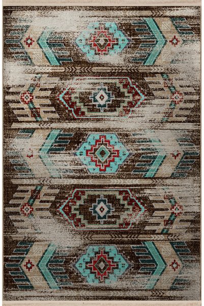 Rugs Modern Halı سجادة زخرفية عتيقة مزخرفة باللون البني الفيروزي تحت عنوان تق...