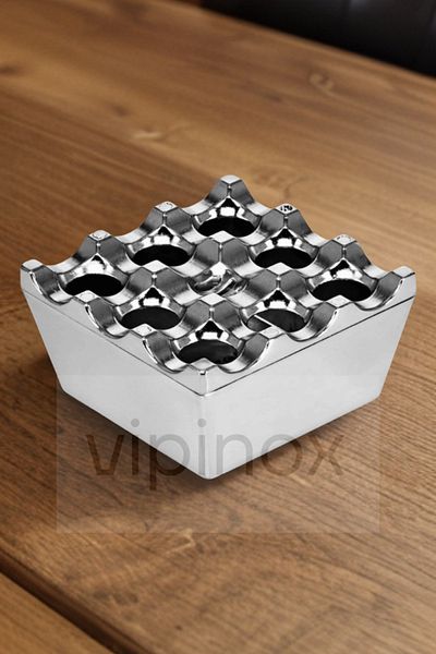 Vipinox Scrumieră turnată cu grătar cu capac Tavă de scrumiere Scrumieră metalică perforată pentru hotel, cafenea, restaurant