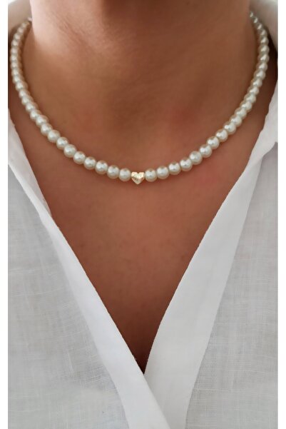 DENİZDENAL Cam Inci Kalp Kolye