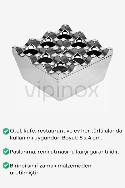 Vipinox Scrumieră turnată cu grilă de 10 buc cu capac tavă de scrumiere scrumieră metalică cu gaură pentru hotel, cafenea, restaurant