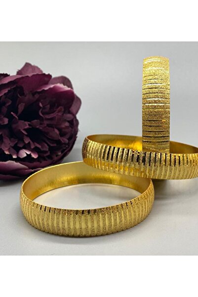 xesha 3 Adet Altın Kaplama Desenli Bilezik Çok Şık Kararma Solma Yapmaz 2 Yıl Garantili Kuyumcu Kalitesi