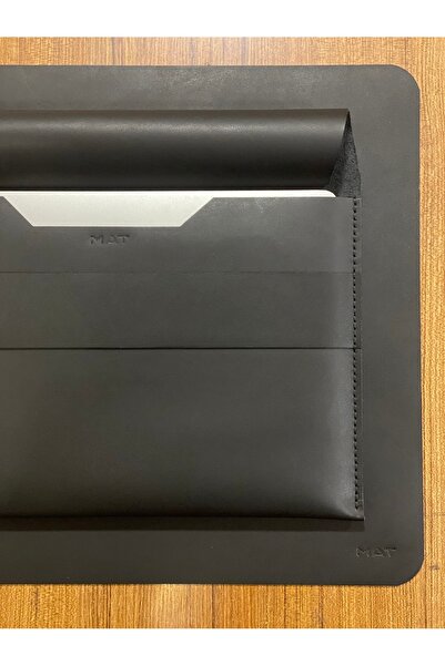 MAT Deri حقيبة متوافقة مع ماك بوك اير 15 بوصة 2023، حقيبة حمل مصنوعة يدويًا باللون الأسود