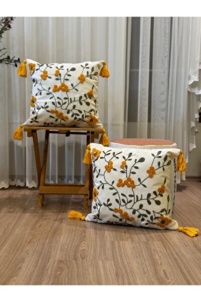 BUGİ HOME COLLECTİON CAZ DECORATIVA KIRLENT, 2 bucăți, brodate cu pumn, brodate