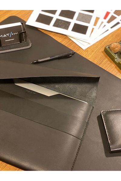 MAT Deri حافظة Matebook D 15 Huawei مقاس 15.6 بوصة متوافقة مع حقيبة حمل مصنوعة يدويًا من الجلد الطبيعي باللون الأسود