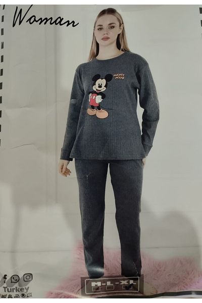 Ethab Giyim Long Sleeve Report Pajama Set WOMAN (GREY)