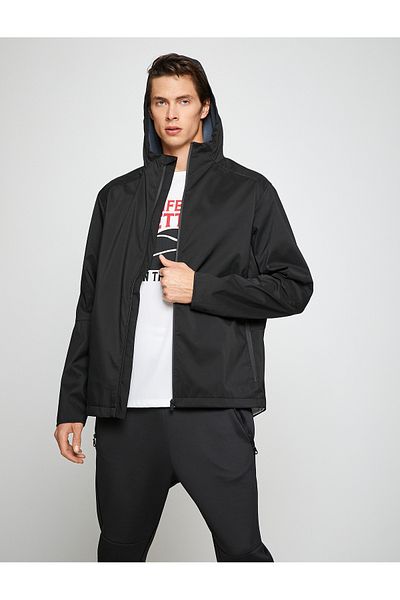 Koton Basic Oversize αθλητικό μπουφάν με λεπτομέρεια με φερμουάρ με κουκούλα