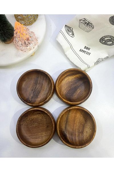 HBS Art Design Wooden Acacia Frame 4-Piece Round