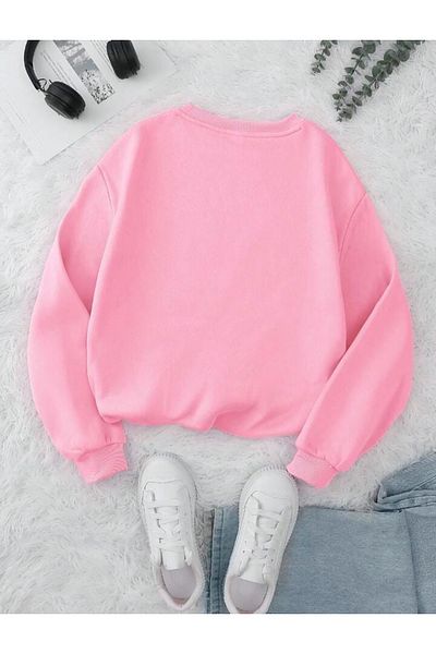 Elvino Ροζ φούτερ Los Angeles με στάμπα Crew Neck