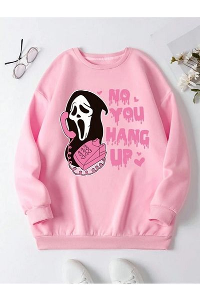 Elvino Φούτερ με ροζ Scream Phone με στάμπα με λαιμόκοψη