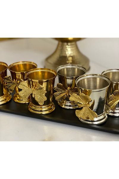 Elzemm store Gold and Green 6 Piece Rose Bucket Butterfly Model