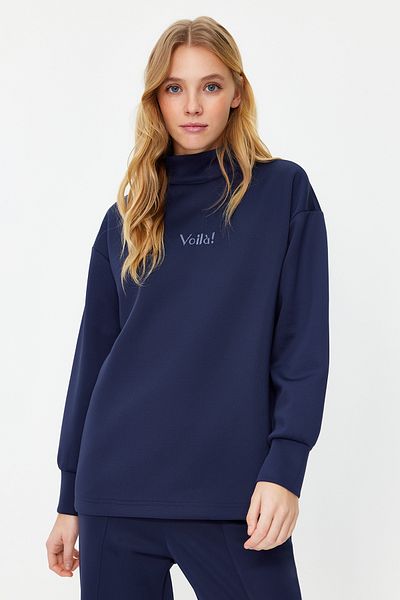 Trendyol Modest Σετ φόρμας πλεκτής φόρμας με μπλέ ναυτικό κέντημα TCTAW24EN00010