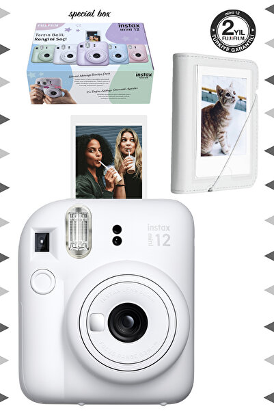 Fujifilm Instax mini 12 Beyaz Fotoğraf Makinesi ve 28'li Mini Albüm Seti