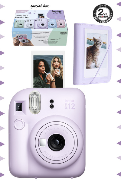 Fujifilm Instax mini 12 Lila Fotoğraf Makinesi ve ve 28'li Mini Albüm Seti