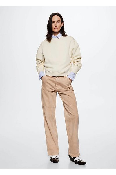 MANGO Ecrufarbenes Damen-Sweatshirt 37065955