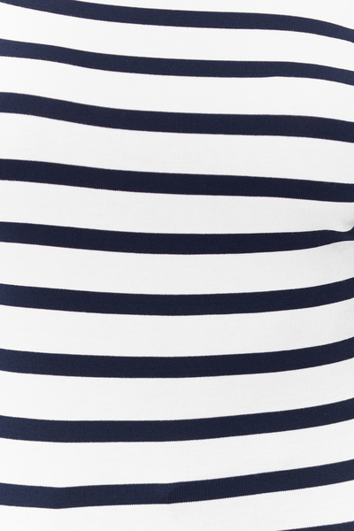 Trendyol Collection Sötétkék csíkos csónaknyakú, rugalmas kötött blúz viszkózus/puha szövettel TWOSS24BZ00090
