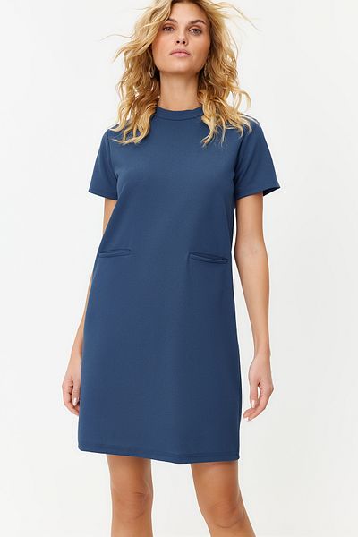 Trendyol Collection Indigo Pocket Look nyíló derék/Skater Mini Smart Crepe ruha TWOSS23EL01802