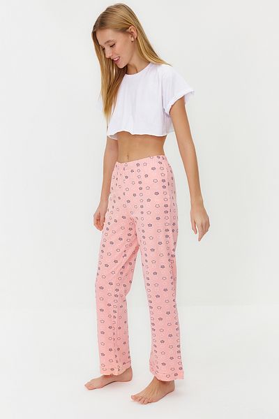 Trendyol Collection Lazac pamut csillag mintás kötött pizsama alsó THMSS23PJ00003