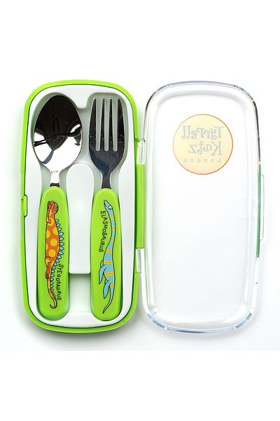 Tyrrell Katz Melamine Mini Embedded Plate / Boxed Fork Spoon Set Jungle